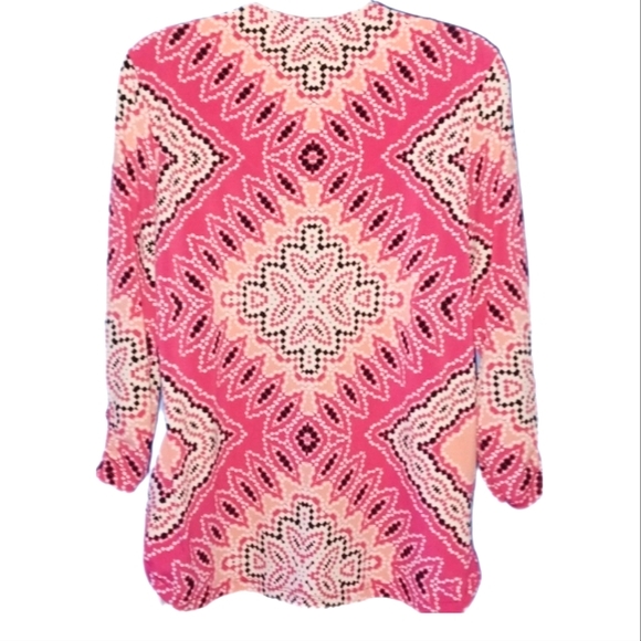 JM Collection Pink Blouse with Zipper Neckline - Picture 3 of 5